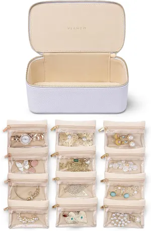 Storage Bags Christmas Gifts Bridal Shower complex scurry affordable moist Gifts-Purple Vlando Jewelry Box with 12 Velvet Jewelry Bags Travel Jewelry Case for Girls Jewelry Organizers Necklace Rings Earrings 