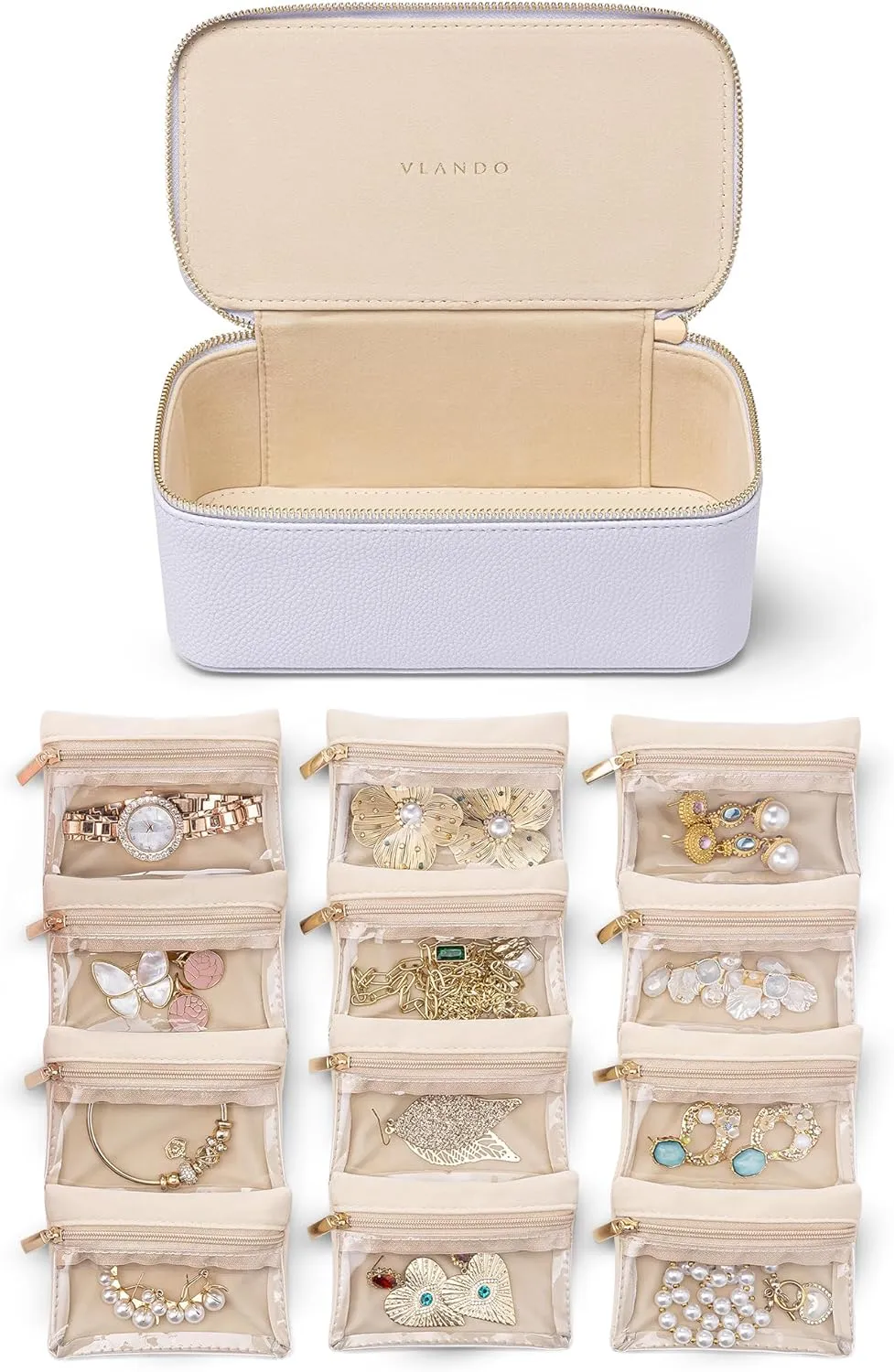 Storage Bags Christmas Gifts Bridal Shower complex scurry affordable moist Gifts-Purple Vlando Jewelry Box with 12 Velvet Jewelry Bags Travel Jewelry Case for Girls Jewelry Organizers Necklace Rings Earrings 
