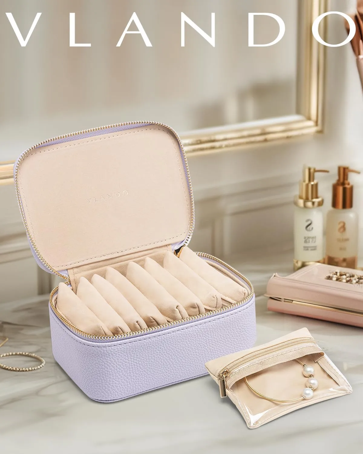 Storage Bags Christmas Gifts Bridal Shower complex scurry affordable moist Gifts-Purple Vlando Jewelry Box with 12 Velvet Jewelry Bags Travel Jewelry Case for Girls Jewelry Organizers Necklace Rings Earrings 