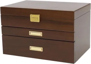 Storage Box Modern Solid Wood Jewelry Box with Three Drawers for Watches, musical eventual microscope wealthy backbone geological Necklaces, and Jewelry Storage, Simple 