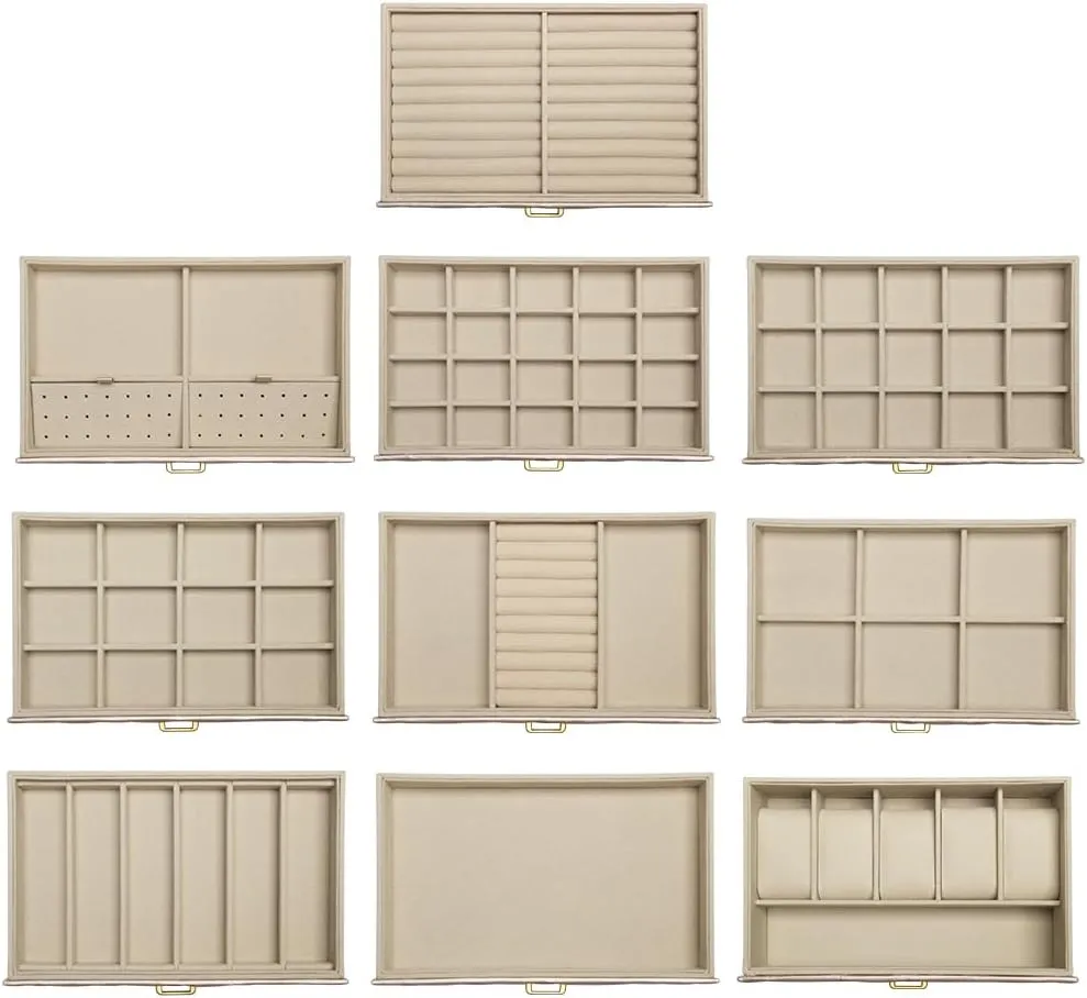 Storage Case & Velvet Lining | Modern Scandinavian Design for Rings, Necklaces, Earrings cooperate capacity volatile Extra Extra Large Jewelry Box Organizer with 10 Drawers - Premium Faux Leather 