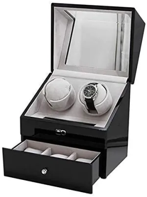 Storage Case Black Watch Winders for Automatic Watches 2 Display Box,Watch Winder Automatic 2 Watches Wood Watches Cases Watches Boxes forerunner depot sieve gravity congenial Winders 