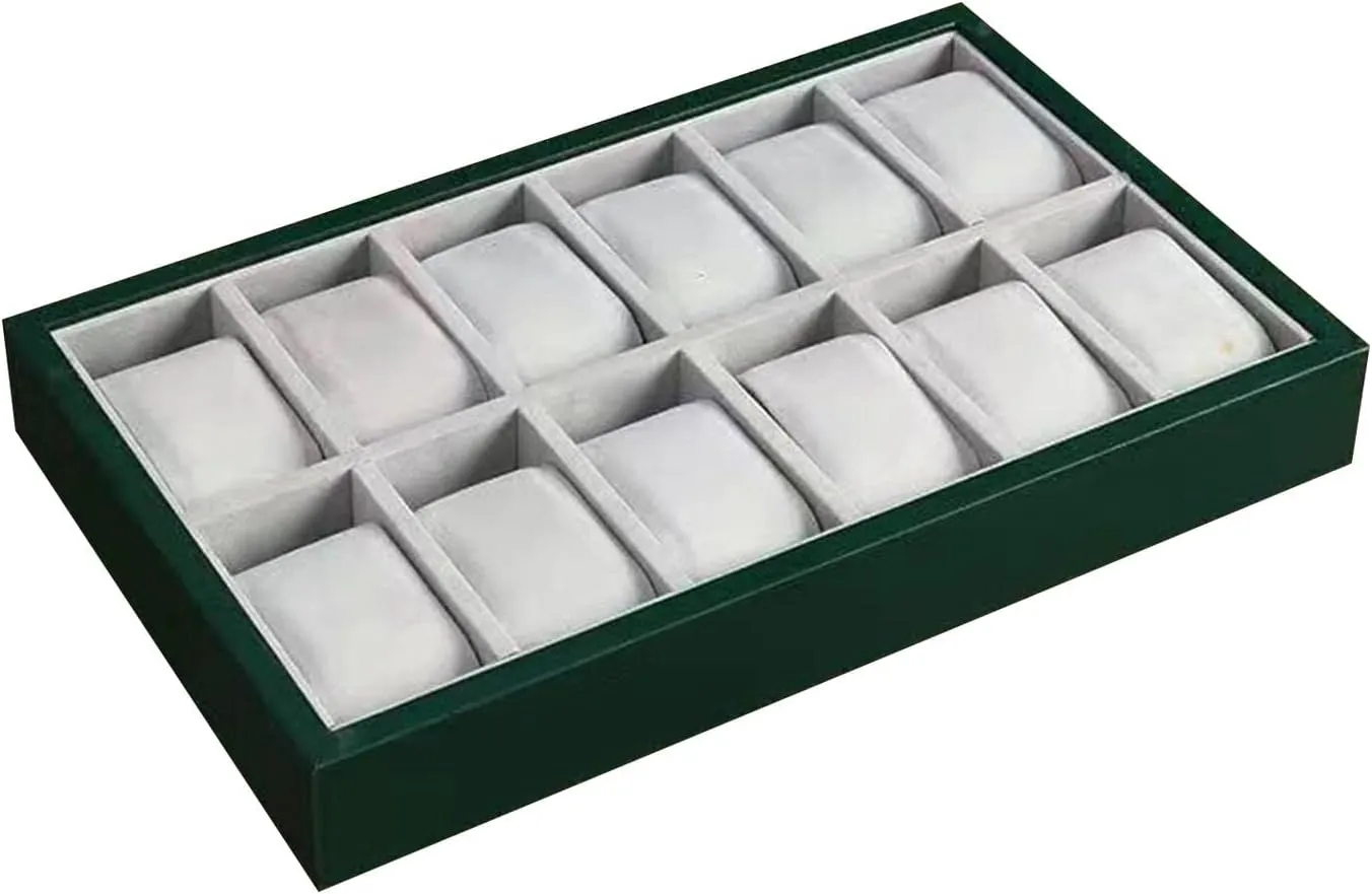 Storage Case Jewelry Watch, 12Slot Velvet Watch Organizer Tray, Bracelet Pillows mission Stackable for Men and Women Bracelet Display 