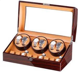 Storage Quiet Motor Wood Shell Piano Paint Exterior Large cube Capacity Accessories f, (E) Watch Winder Box for 6 Automatic Watches   7 