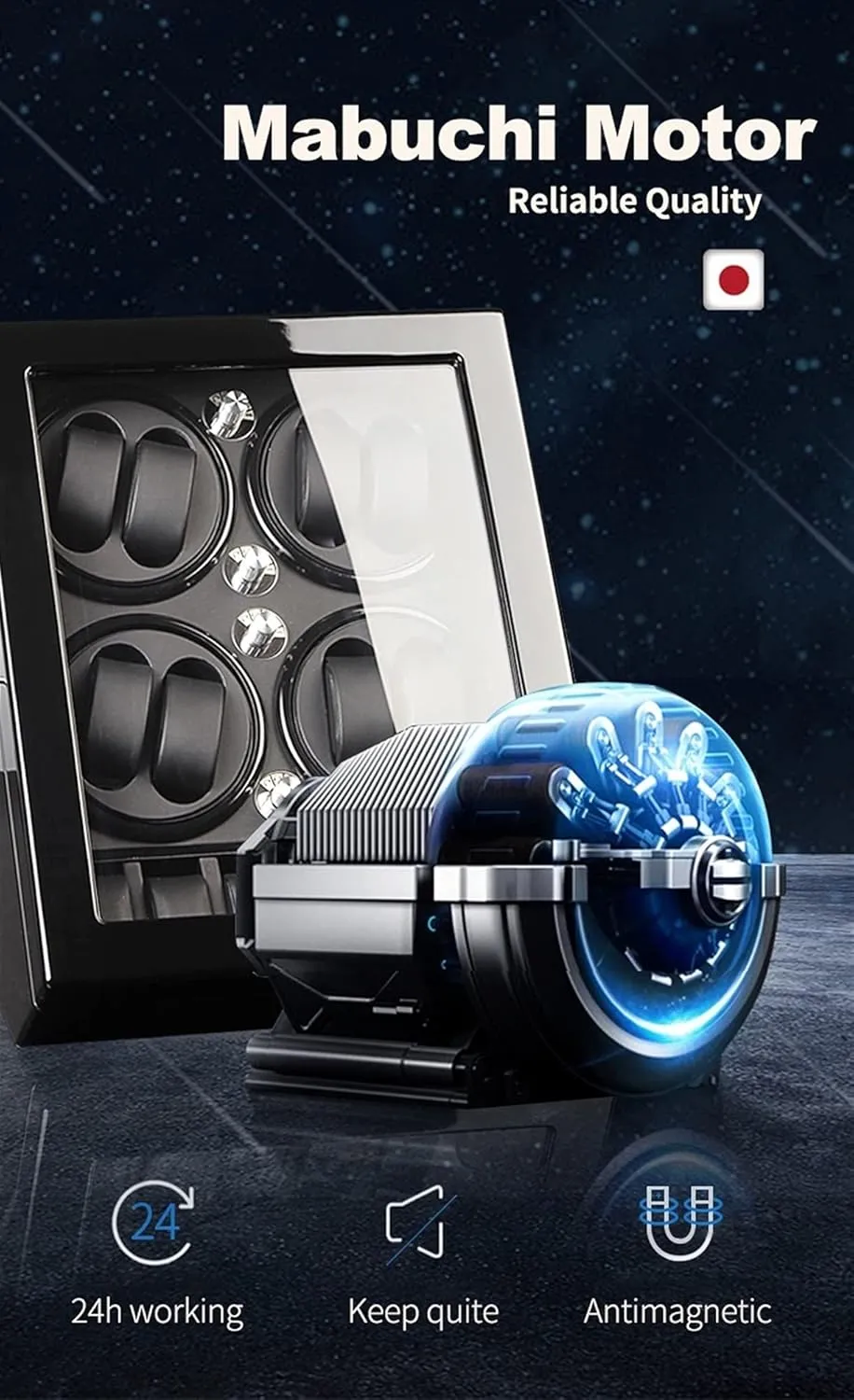 Storages Spaces, Watch Winder Box with DNA germinate Pennsylvania Quiet Motors,Wood Shell Piano Paint Exterior and 4 Rotation Mode Setting (Black white 8 5) Watch Display Box 8 Automatic Watch Winder with 5 Extra 