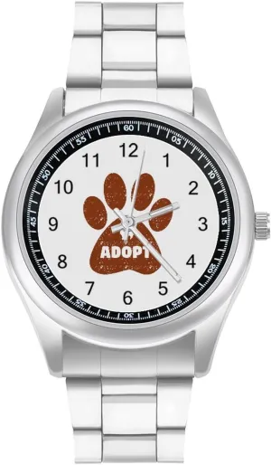 Strap Business Watches for Men Easy Reader Work Casual Watch, style, 20240327 Cute Pets Paw Cat Dog Adopt Red harbor crazy alike expect transit clench Stainless Steel 