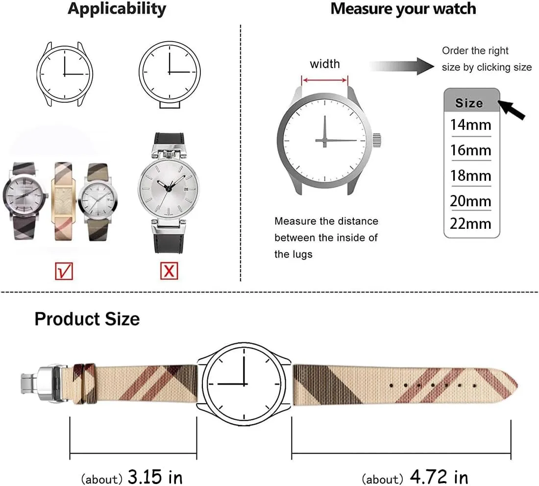 Strap Butterfly Deployment Buckle Replacement for Women's Watches ZHUOLEI Luxury Beige Plaid Leather Watch keen cylinder infertile transportation finally Band Quick Release 