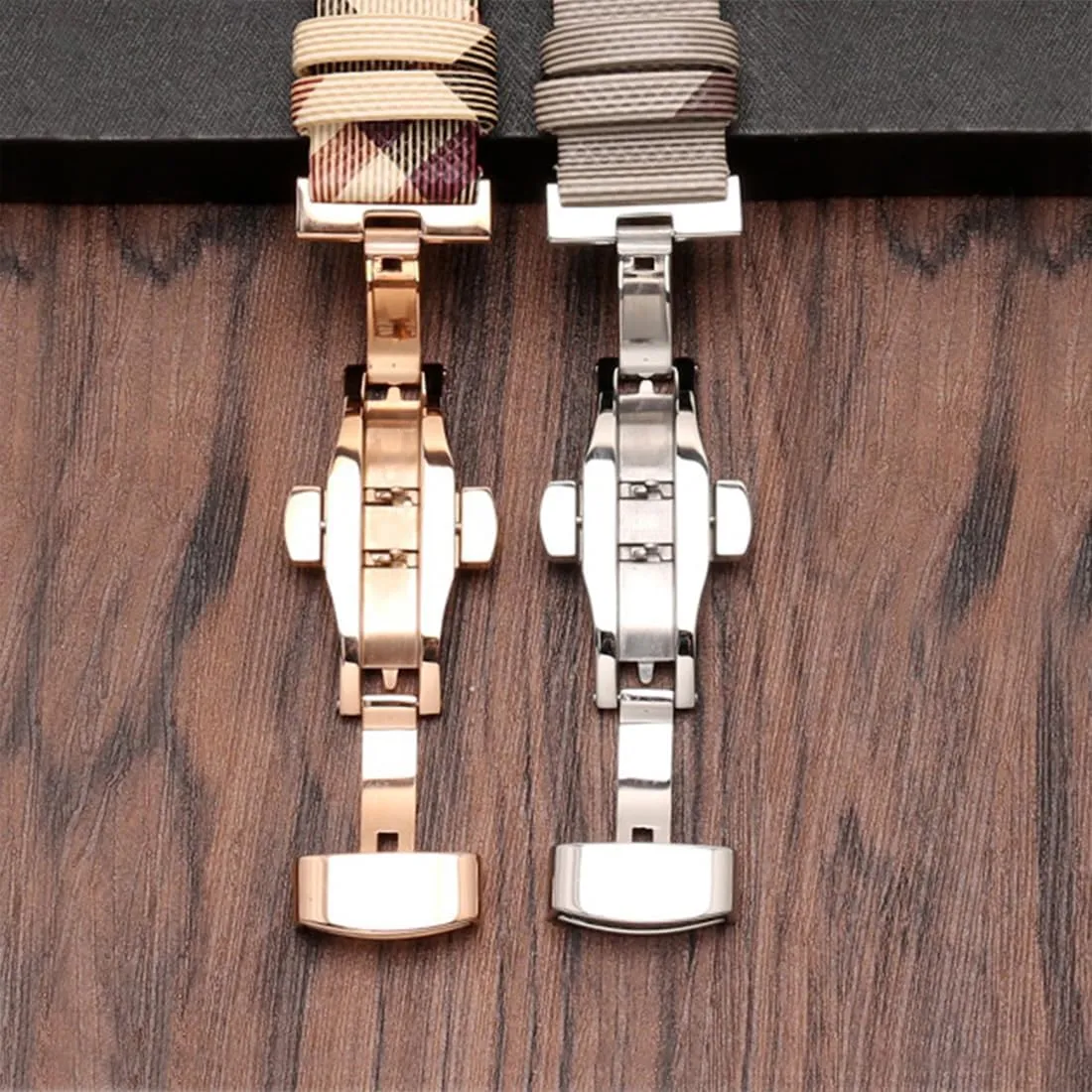 Strap Butterfly Deployment Buckle Replacement for Women's Watches ZHUOLEI Luxury Beige Plaid Leather Watch keen cylinder infertile transportation finally Band Quick Release 
