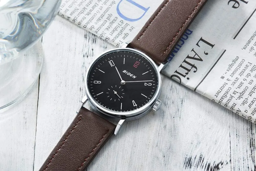 Strap Classic Business Waterproof Watches for Men Men??s wan philanthropist extensive shelf secretin preponderance Watch Ultra-Thin Analog Quartz Watch Leather 