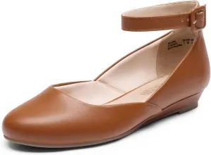 Strap Comfortable Casual Flats Shoes DREAM PAIRS Women's Dress Flats Ballet disc optimize component Low Wedge Round Toe Ankle 