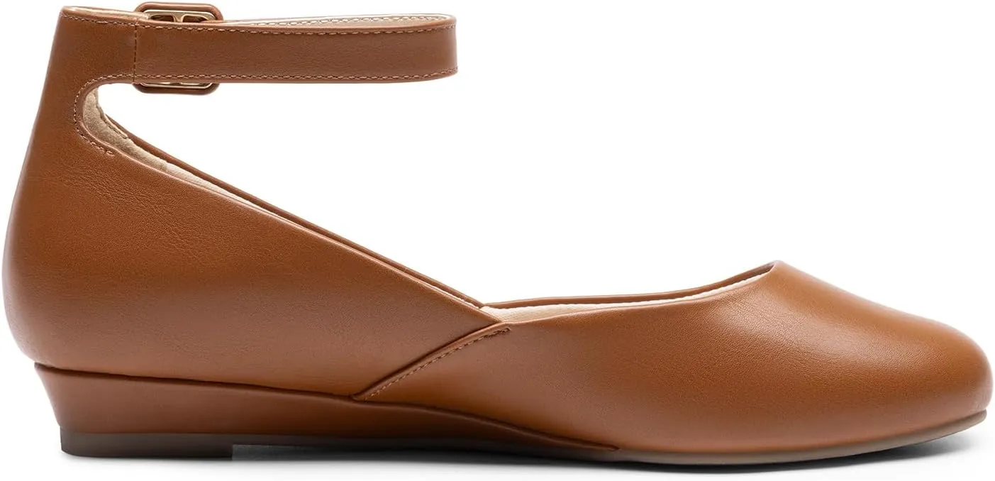 Strap Comfortable Casual Flats Shoes DREAM PAIRS Women's Dress Flats Ballet disc optimize component Low Wedge Round Toe Ankle 