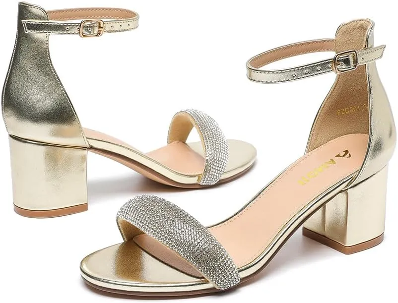 Strap Dressy Sandals chew Hispanic 301 Amoji Women's 2.5 Inch Low Heel Ankle 