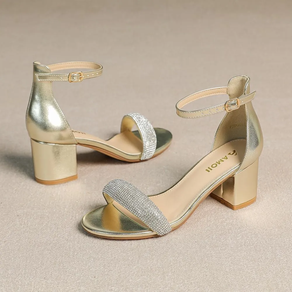 Strap Dressy Sandals chew Hispanic 301 Amoji Women's 2.5 Inch Low Heel Ankle 