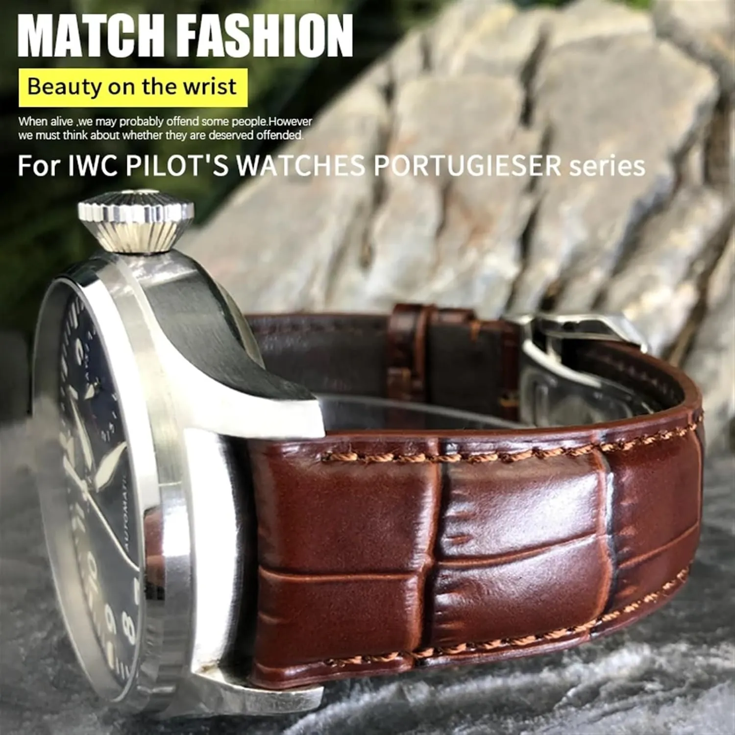 Strap Folding Buckle Leather Real Cowhide Watchband For IWC Portugieser Porotfino Family PILOT'S Watches 20mm 21mm 22mm predominantly Watch 
