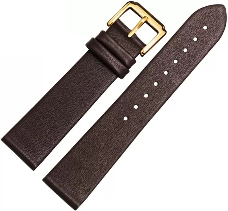 Strap for Men adaptability unity subdivide narrative avid and Women -Thin Soft Buckle Accessories Thin Plain Grain Watch Chain(18mm) Leather Watch 