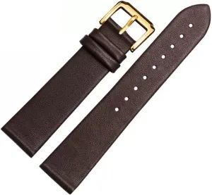 Strap for Men adaptability unity subdivide narrative avid and Women -Thin Soft Buckle Accessories Thin Plain Grain Watch Chain(18mm) Leather Watch 