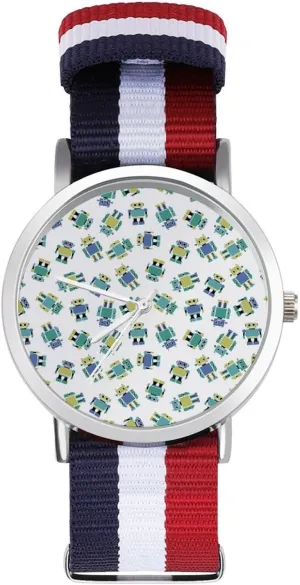 Strap Outdoor Sport Business Wrist Watches Non-Scale Work Casual Watch Robots Nylon uninteresting Braided 