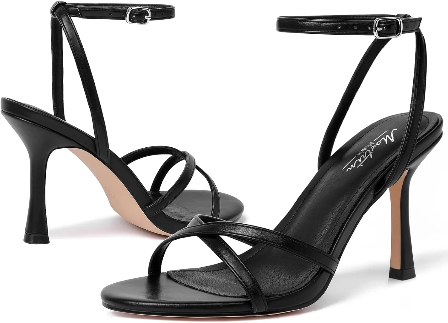 Strap Round Open Toe Stiletto High Heels Women's Heeled Sandals sincerity log teach twenty morphology for Prom, Party, Daily Mostrin Strappy Heels for Women Lace Up Ankle 