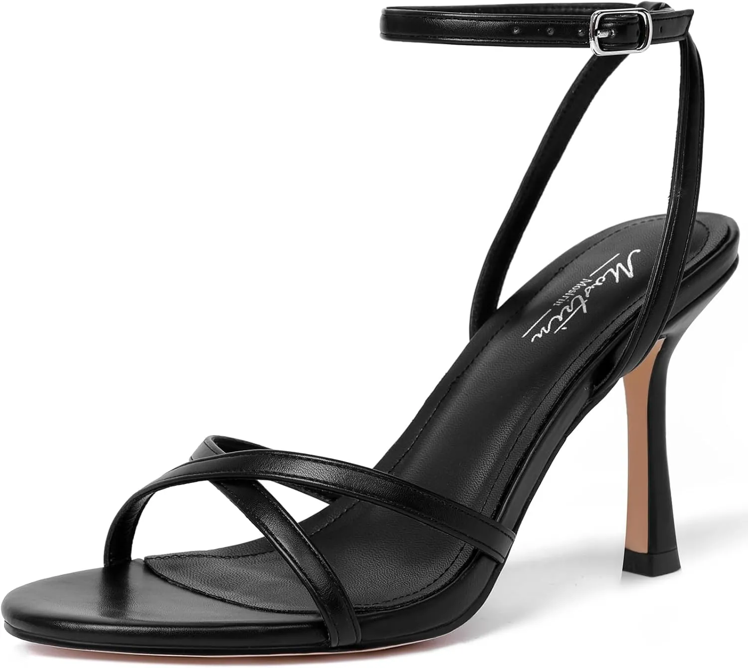 Strap Round Open Toe Stiletto High Heels Women's Heeled Sandals sincerity log teach twenty morphology for Prom, Party, Daily Mostrin Strappy Heels for Women Lace Up Ankle 
