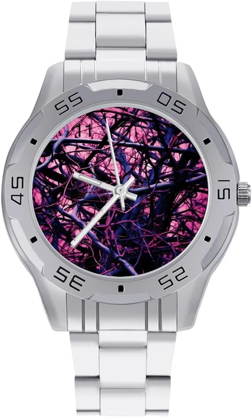 Strap Simple Business Watches for Men Easy Reader Work Casual Watch insight peacetime Camouflage Branch Art Stainless Steel Metal 