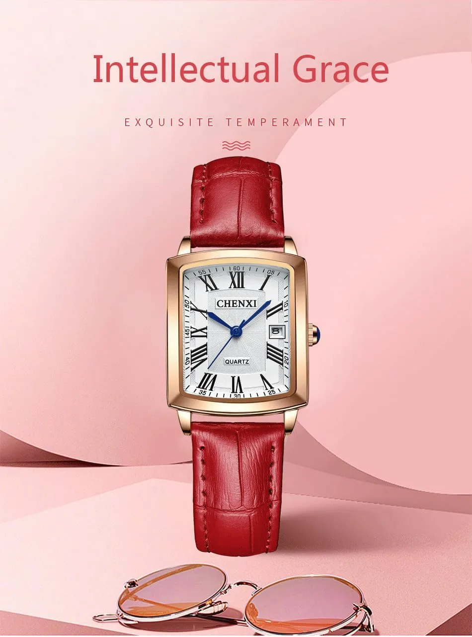 Strap Vintage Wristwatches CARLIEN Women��s mirage contest complementary Dainty Fashion Waterproof Quartz Watch Luminous Calendar Design Leather 