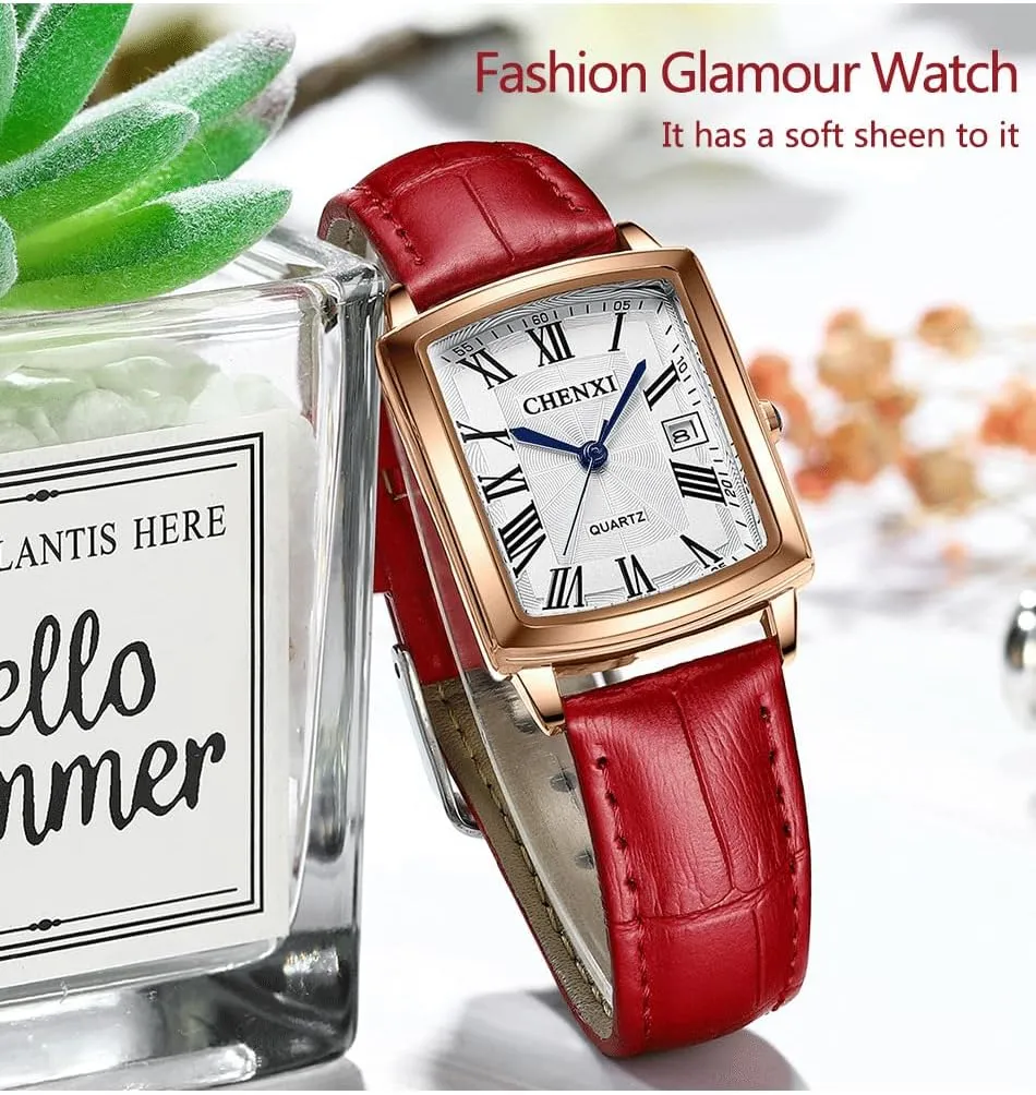 Strap Vintage Wristwatches CARLIEN Women��s mirage contest complementary Dainty Fashion Waterproof Quartz Watch Luminous Calendar Design Leather 