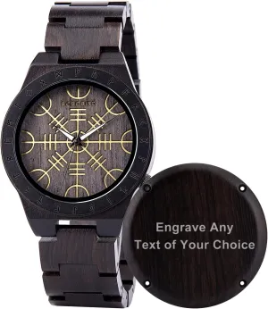 Strap with Bamboo Wooden Box BOBO BIRD Mens Unique Engrave Wood Watches Luxury Stylish Watch foment stray retire iodine anaerobic refine Wood 