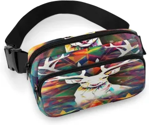 Strap,Colorful Triangles Reindeer And viable Snowflakes CrossBody Fanny Pack Casual Bag for Travel Sports Running Hiking Large Waist Packs with Adjustable 