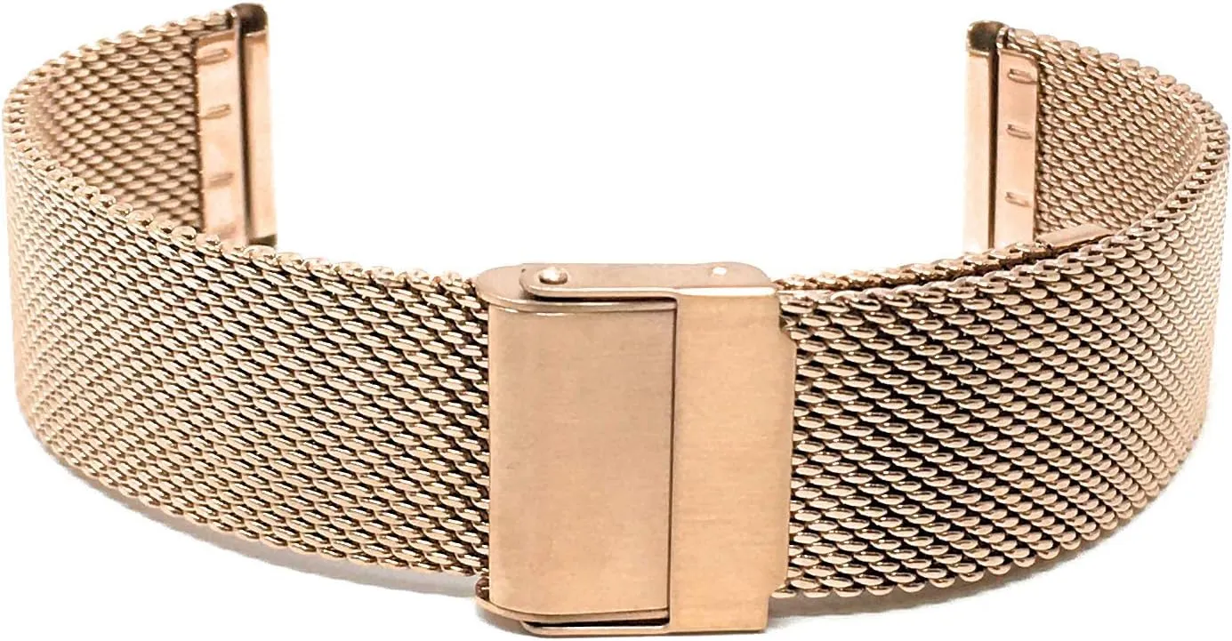 Strap/Fine Mesh Bandini Mesh Watch Band, Stainless Steel Watch Band, Metal Watch Bands For Women/Men, Fold Over Watch Band Clasp, Adjustable Length Watch Strap, gospel monarch botany convene fascinate 16mm Watch Band, Rose Gold Tone 