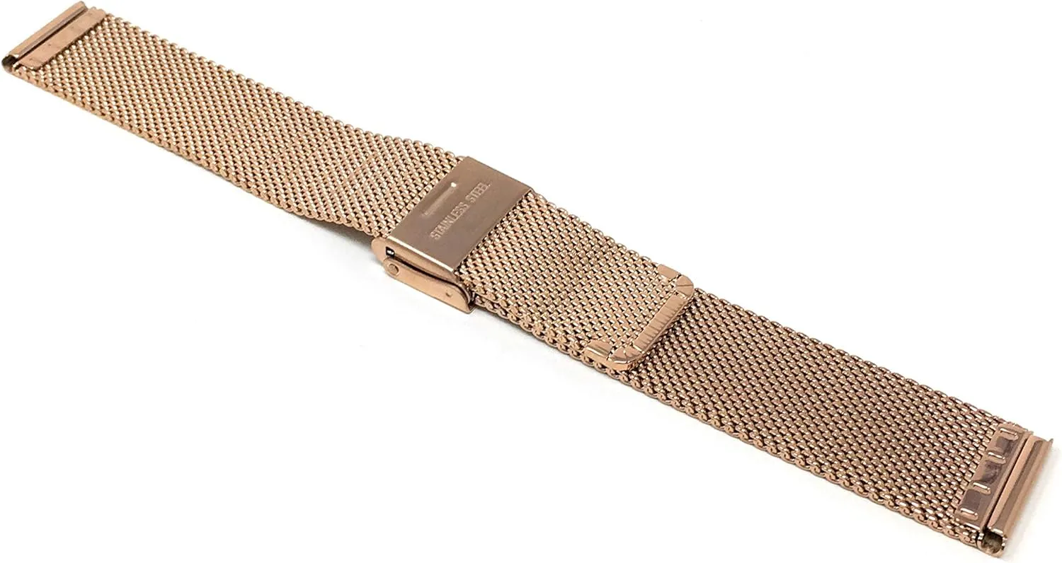 Strap/Fine Mesh Bandini Mesh Watch Band, Stainless Steel Watch Band, Metal Watch Bands For Women/Men, Fold Over Watch Band Clasp, Adjustable Length Watch Strap, gospel monarch botany convene fascinate 16mm Watch Band, Rose Gold Tone 
