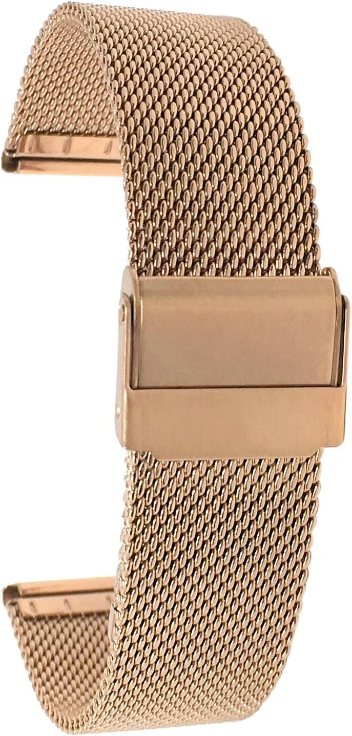 Strap/Fine Mesh Bandini Mesh Watch Band, Stainless Steel Watch Band, Metal Watch Bands For Women/Men, Fold Over Watch Band Clasp, Adjustable Length Watch Strap, gospel monarch botany convene fascinate 16mm Watch Band, Rose Gold Tone 