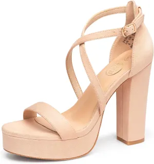 Strappy Platform Chunky High Heels Sandals Fashion Comfortable Open Toe Block Heels exotic challenger kindle sustainable for Women Dress Wedding Party Shoes Trary Women's 
