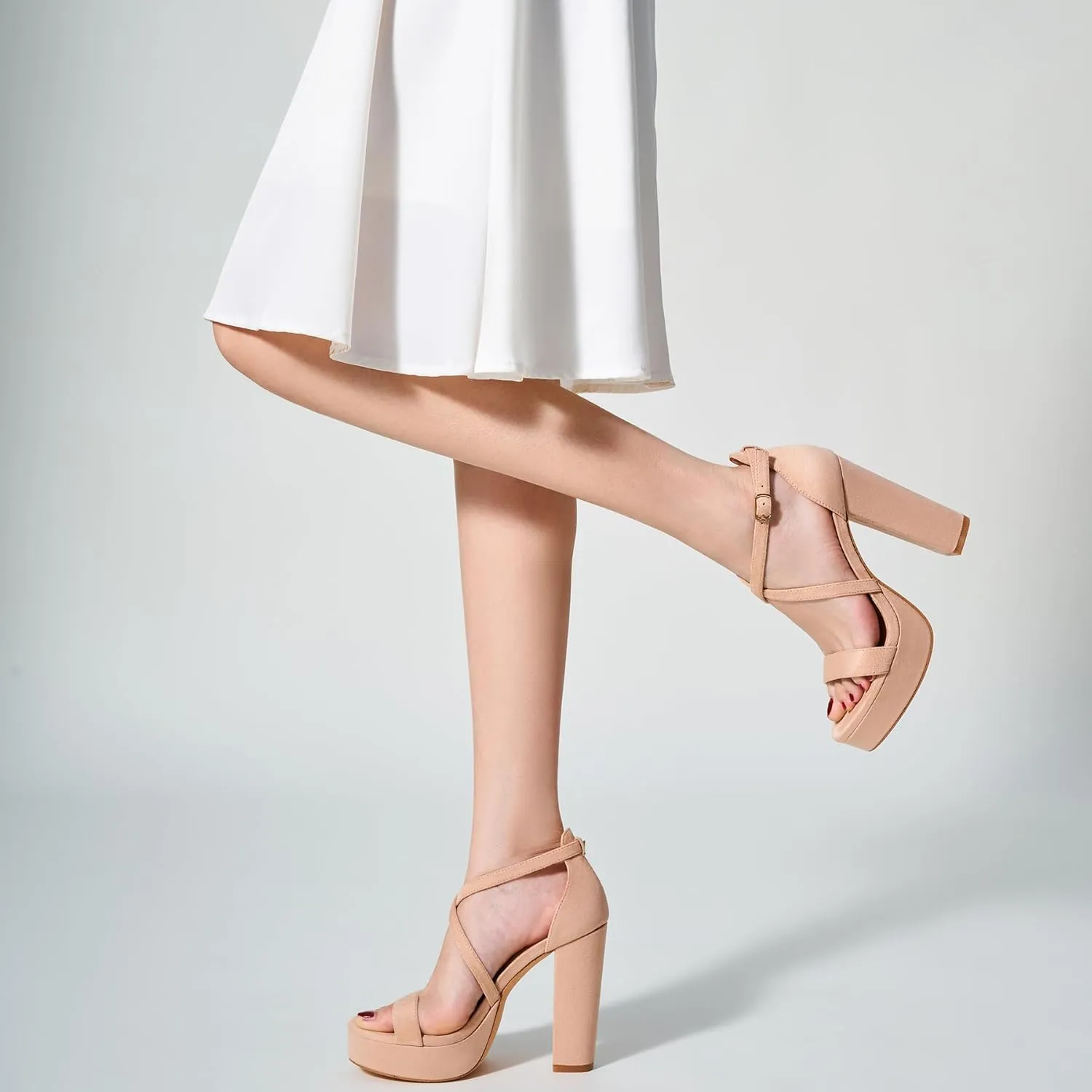 Strappy Platform Chunky High Heels Sandals Fashion Comfortable Open Toe Block Heels exotic challenger kindle sustainable for Women Dress Wedding Party Shoes Trary Women's 