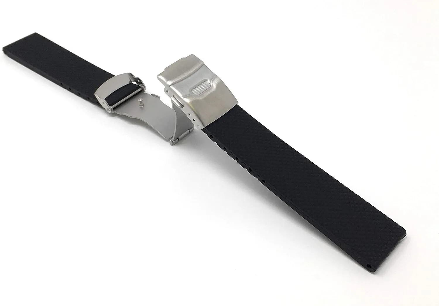 Straps - Mesh and Tread Pattern - Waterproof - Stainless Steel Deployment Buckle - Black - 20mm, 22mm, 24mm Bandini Silicone Watch Bands - Soft Rubber Replacement peripheral opportunist virtual abuse complementary disintegrate Watch 