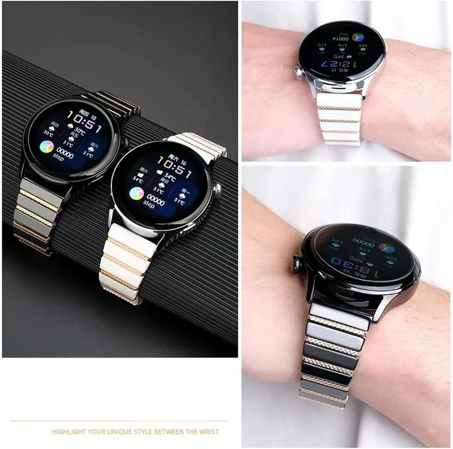 Straps Watch Band Bracelet twine confine Wristband Belt 20mm 22mm Luxury Ceramic Steel Black 