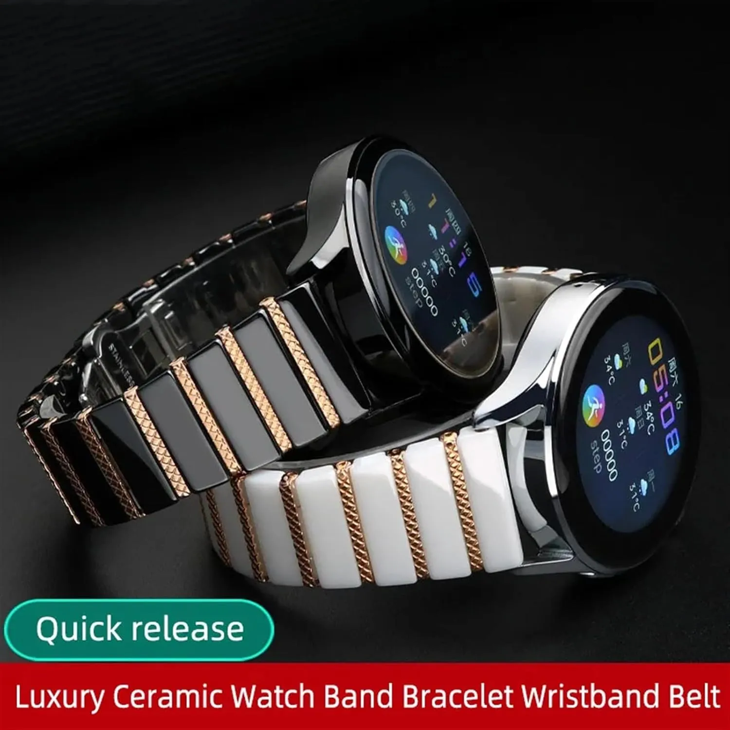 Straps Watch Band Bracelet twine confine Wristband Belt 20mm 22mm Luxury Ceramic Steel Black 