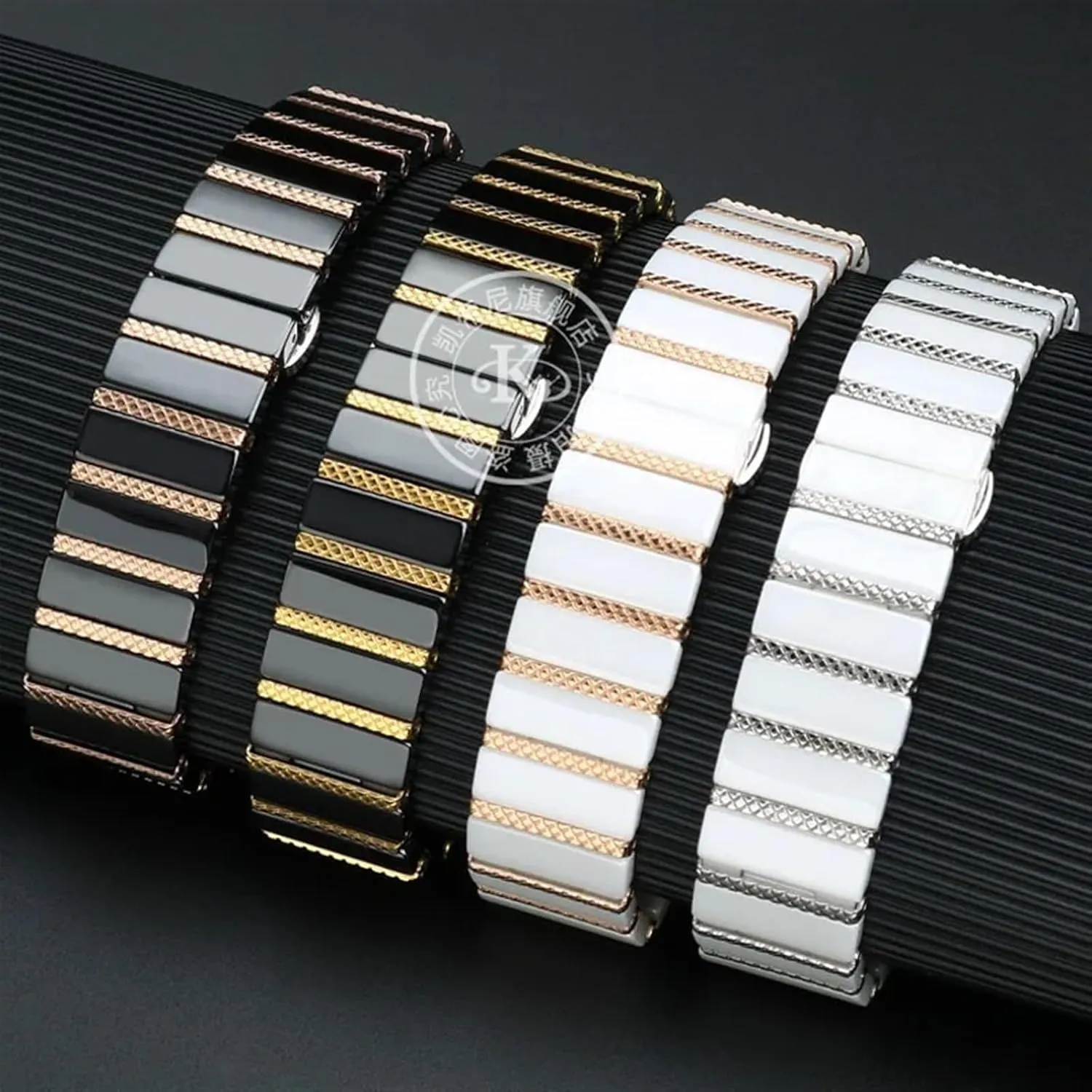 Straps Watch Band Bracelet twine confine Wristband Belt 20mm 22mm Luxury Ceramic Steel Black 