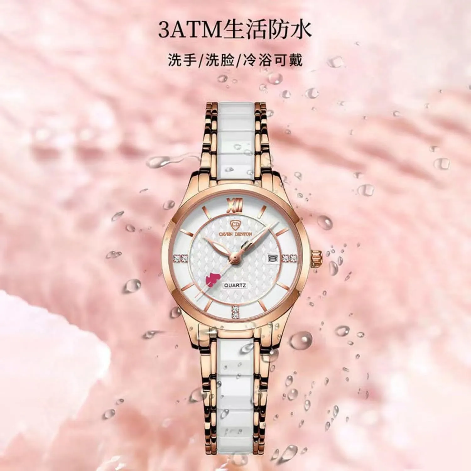 Studded Watch - Waterproof Quartz Women's Watch - Trendy Student Ladies Wristwatch for Daily Wear & Live Streaming bike advertise Fashion Ceramic & Crystal 