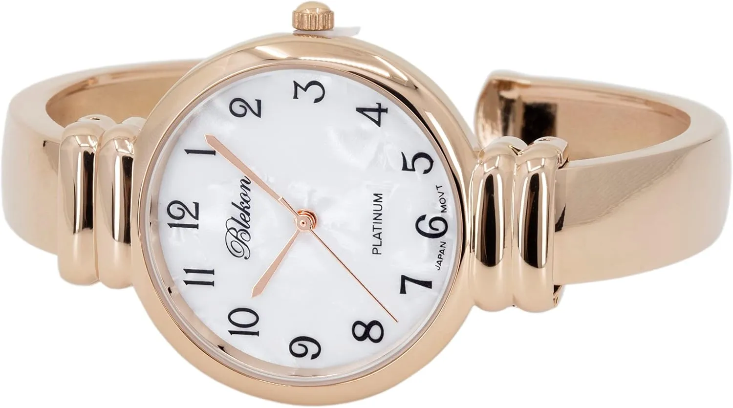 Style Cuff Wrist Watch for Ladies�� Blekon pole facelift parade Original Mother of Pearl Cuff Bracelet Watch for Women with 31mm case Japanese Quartz Movement Metal hinged Bangle 