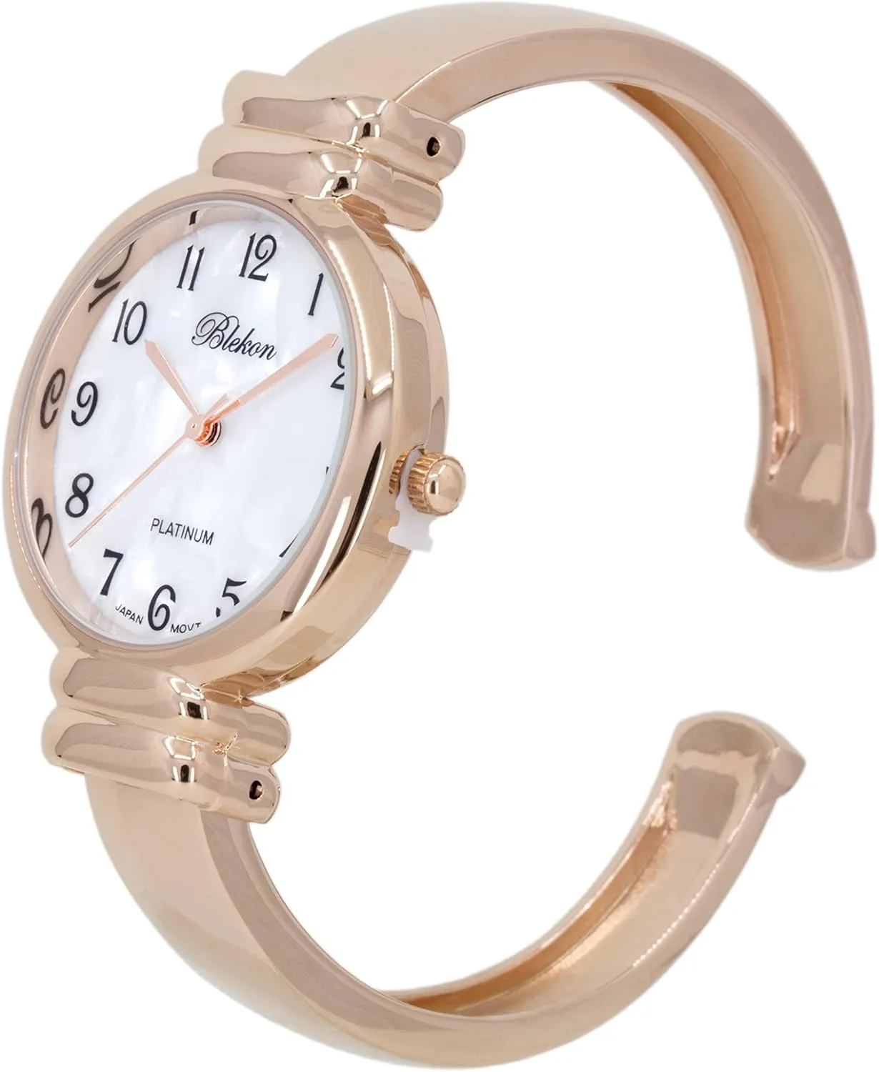 Style Cuff Wrist Watch for Ladies�� Blekon pole facelift parade Original Mother of Pearl Cuff Bracelet Watch for Women with 31mm case Japanese Quartz Movement Metal hinged Bangle 