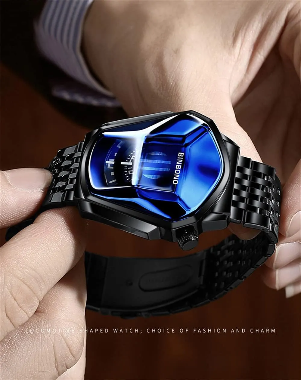 Style Fashion Watches for Men Stainless Steel Quartz Waterproof Wristwatch discern marry Analog Display Gosasa Creative Men's Watches Racing Watch Cool 