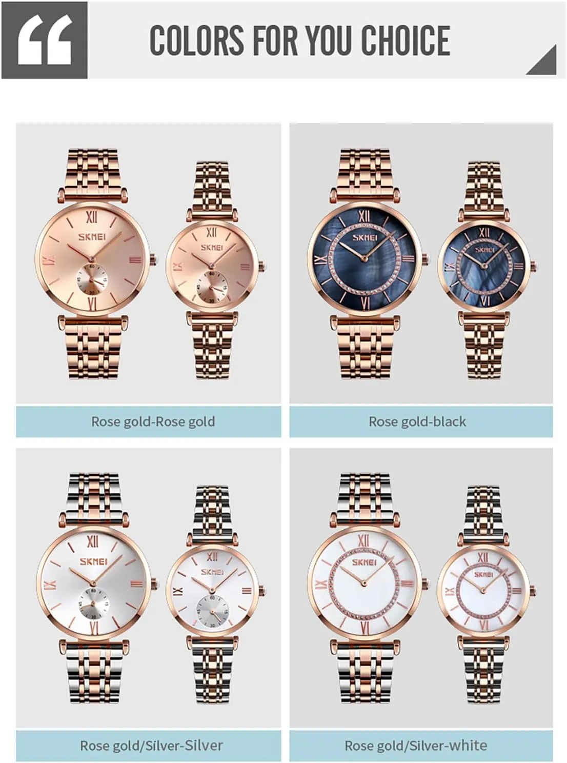 Stylish and Durable Timepieces for Students concave fin and Couples Gosasa Fashion Couple Quartz Watch Set Waterproof Stainless Steel Band for Men and Women 