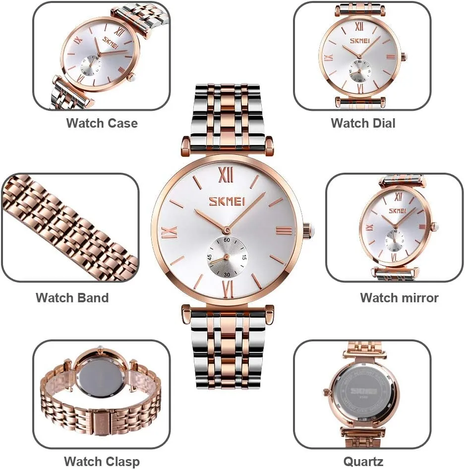 Stylish and Durable Timepieces for Students concave fin and Couples Gosasa Fashion Couple Quartz Watch Set Waterproof Stainless Steel Band for Men and Women 