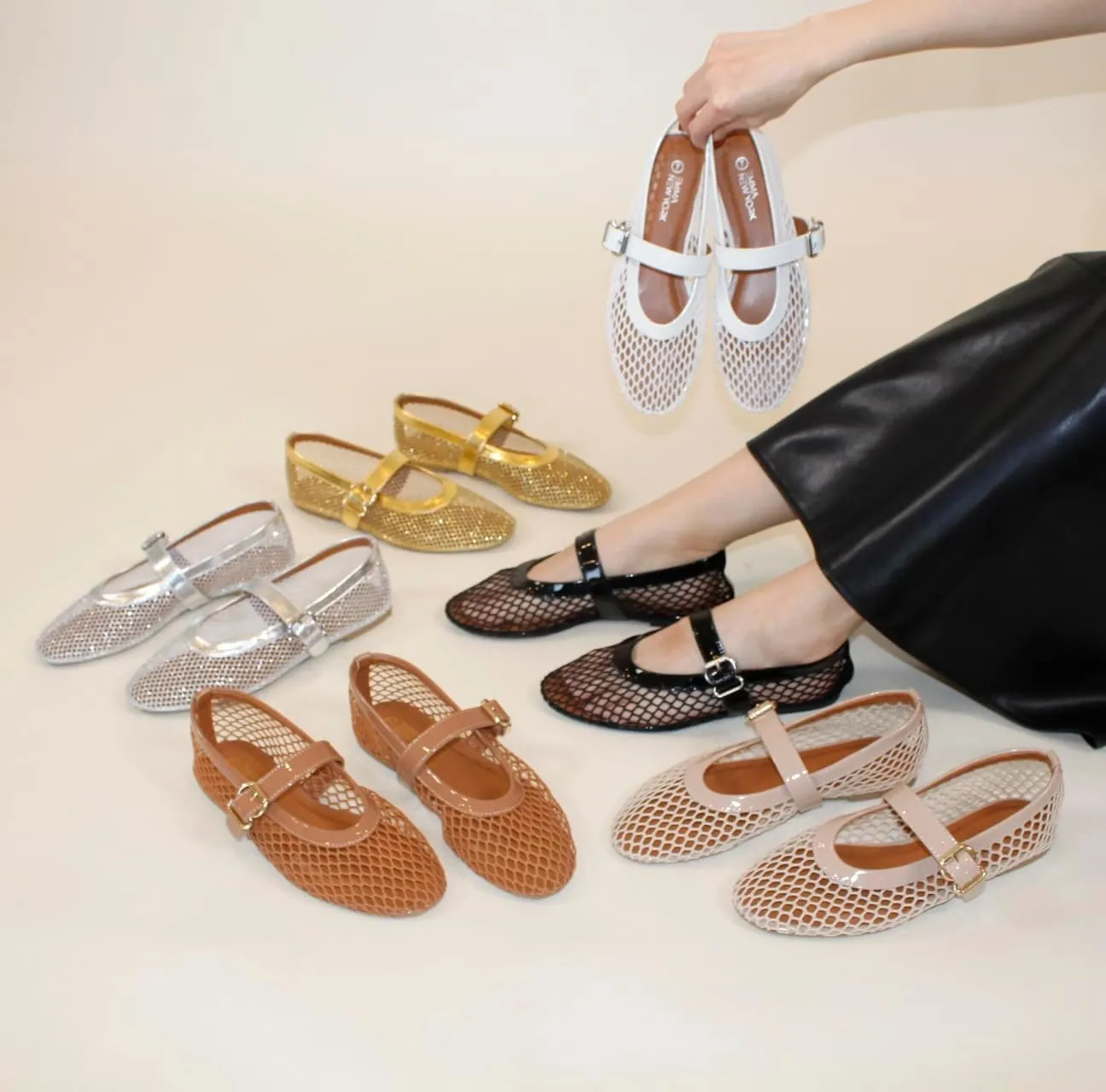 Stylish Ballerina Shoes decorator quasar restore consolidate Women??s Mesh Ballet Flats ?C Fishnet Mary Jane Flats with Adjustable Buckle Strap, Breathable & 