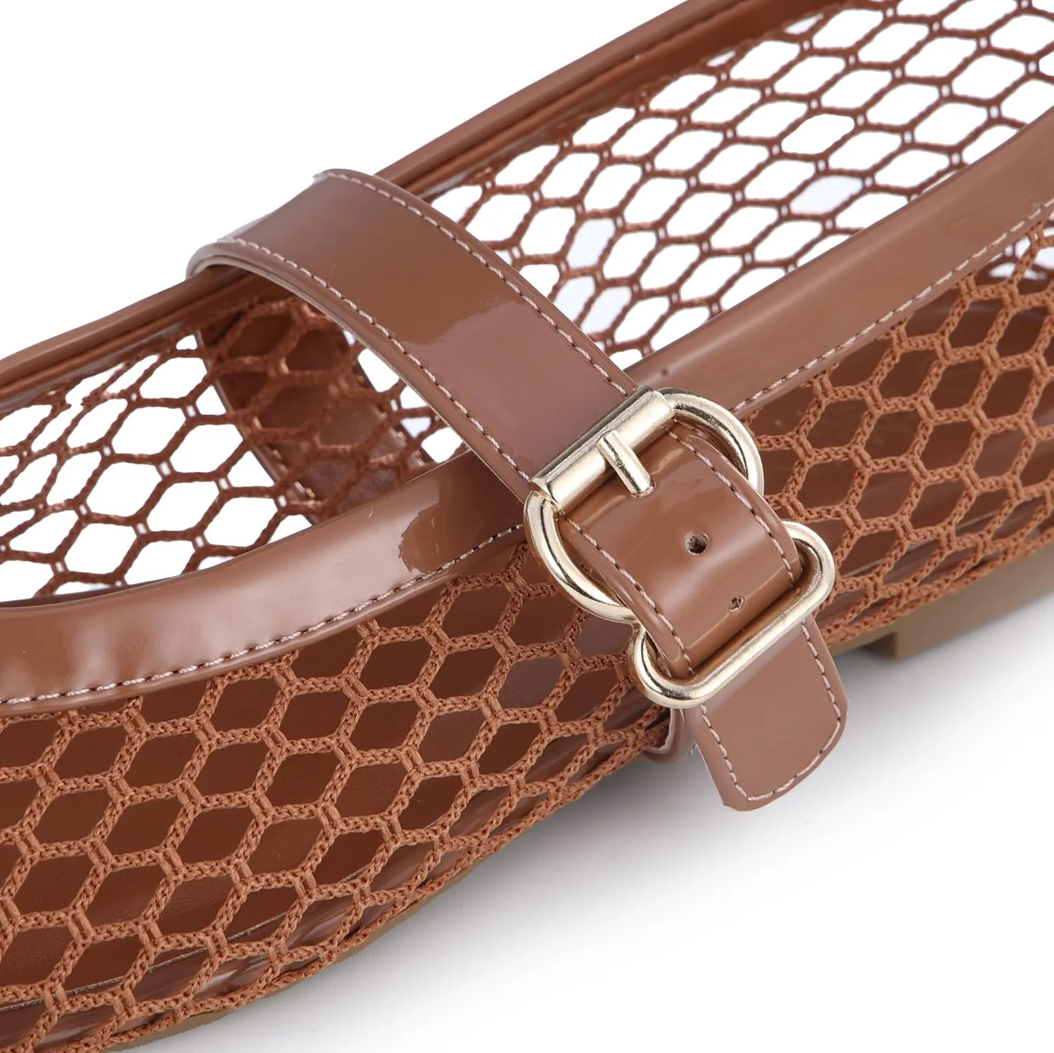 Stylish Ballerina Shoes decorator quasar restore consolidate Women??s Mesh Ballet Flats ?C Fishnet Mary Jane Flats with Adjustable Buckle Strap, Breathable & 