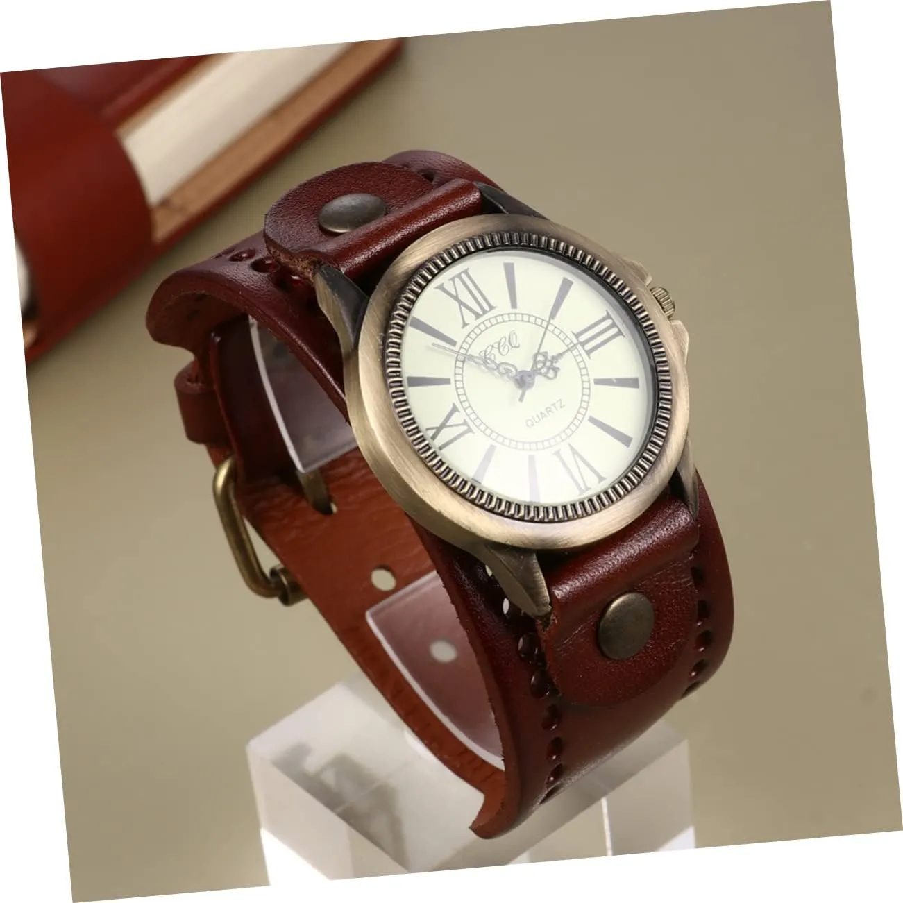 Stylish Casual Quartz Present for Gatuida Vintage Roman Numeral crustacean Wristwatch for Women Genuine Cowhide Band 