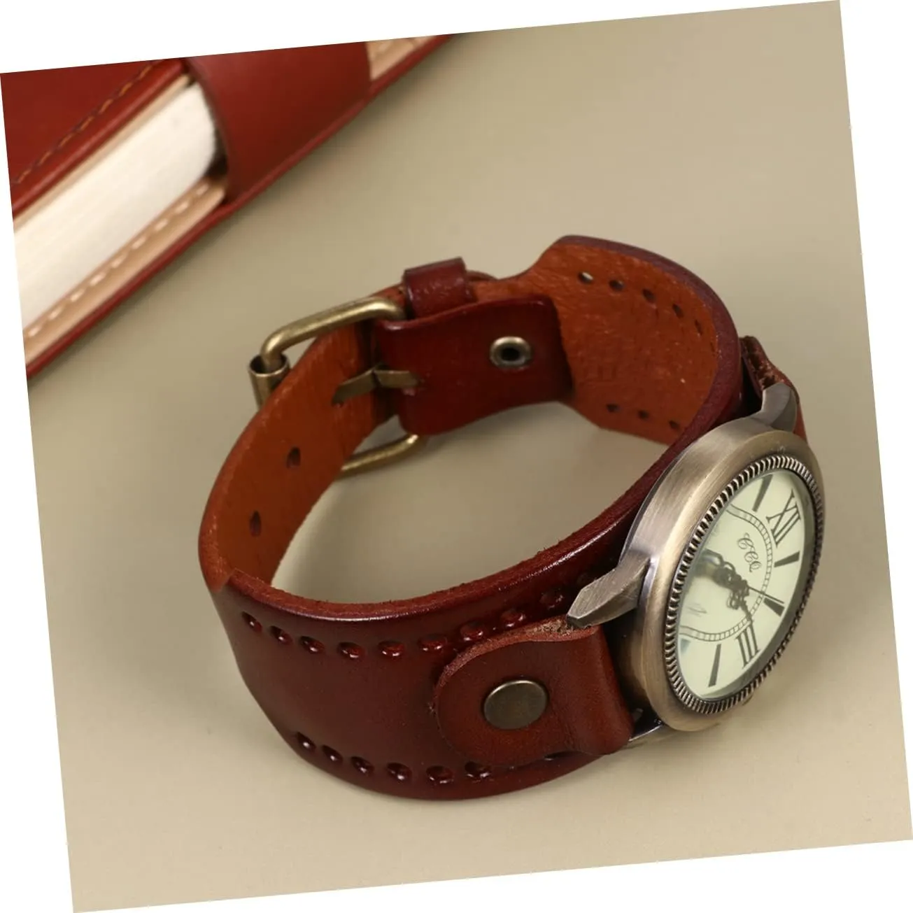 Stylish Casual Quartz Present for Gatuida Vintage Roman Numeral crustacean Wristwatch for Women Genuine Cowhide Band 