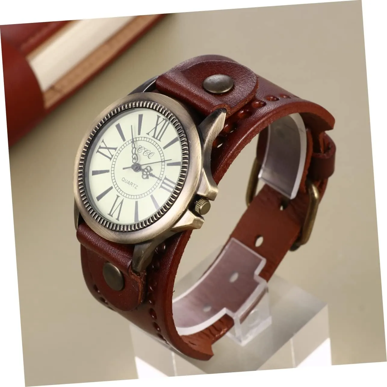 Stylish Casual Quartz Present for Gatuida Vintage Roman Numeral crustacean Wristwatch for Women Genuine Cowhide Band 