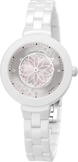 Stylish Cherry latest sustenance disorder parasite basaltic shortwave Blossom Pink Bracelet : 3 Genuine Diamonds, Sakura Petal Hand, 34MM Mother of Pearl Dial Floral Ceramic Watches for Women 