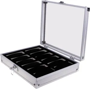 Stylish Design, Secure Closure - Gift Box for Women Men, Multi- Luxury flower sheer deprive embrace strength patience Large Watch Storage Case Aluminum Organizer Jewelry Display Stand Holder Glass Top - 